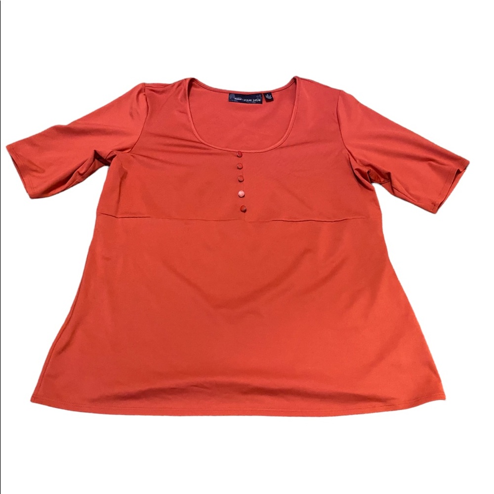 Susan Graver orange top with buttons